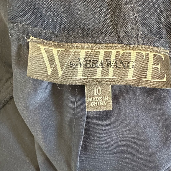 White Vera Wang Navy Women's Spaghetti Strap Long formal designer evening gown - Picture 12 of 16